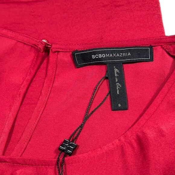 BCBGMAXAZRIA Red Iselin Midi Drape Dress Size Small - Picture 9 of 13